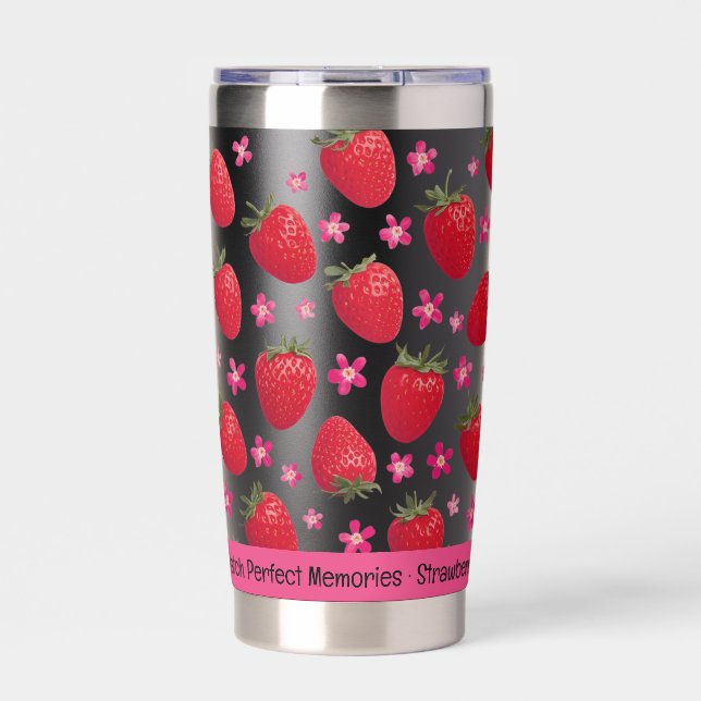 Berry Sweet Black Strawberry Floral Tumbler Thermobecher (Vorderseite)