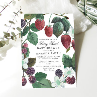 Berry Sweet Blackberry und Strawberry Babyparty Einladung