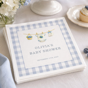 Berry Sweet Blaubeer-Gingham-Baby-Shower-Party Serviette
