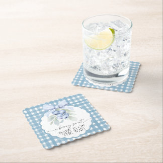 Berry Sweet Blaubeer Gingham Baby Shower Untersetzer