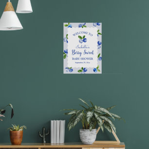 Berry Sweet Blaubeerjunge Baby Shower Willkommenss Poster
