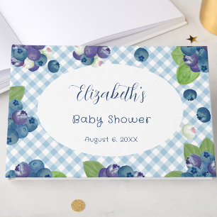 Berry Sweet Blue Gingham Baby Shower Gästebuch