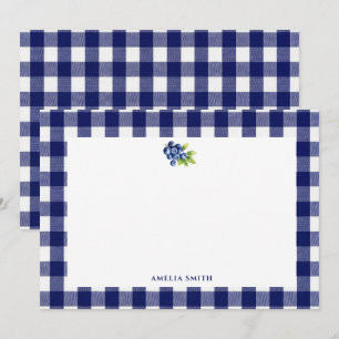 Berry Sweet Blue Gingham Baby Shower Mitteilungskarte