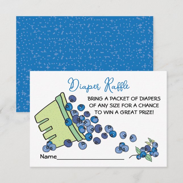 Berry Sweet Blueberry Baby Duwer Diaper Raffle Einladung (Vorne/Hinten)
