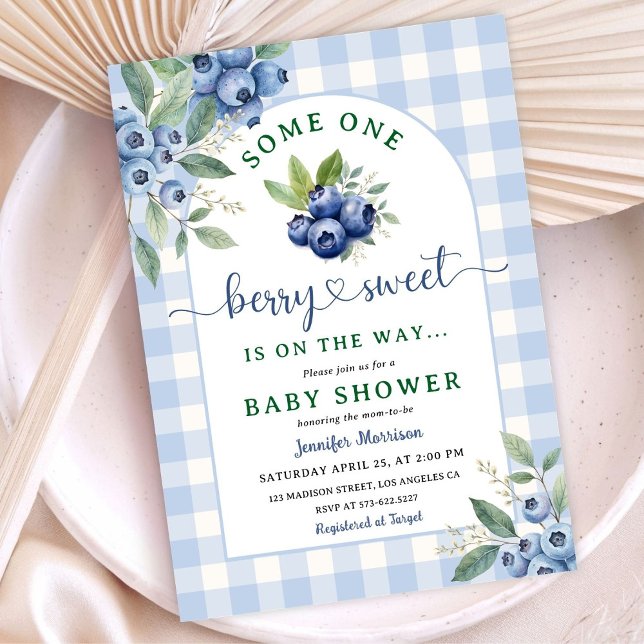 Berry Sweet Blueberry Baby Shower Boy Einladung (Von Creator hochgeladen)
