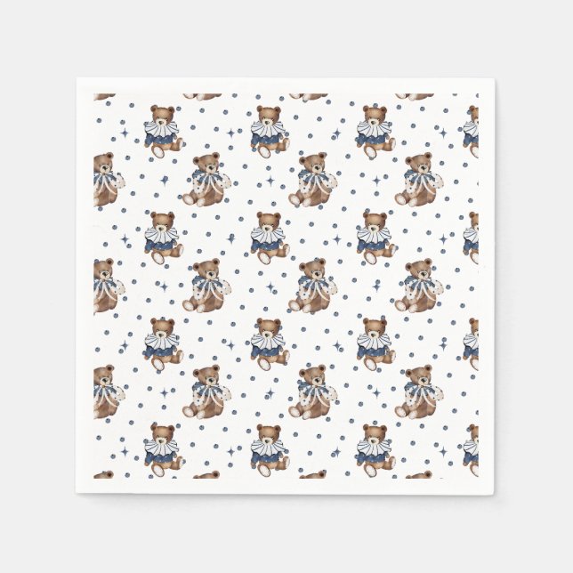 Berry Sweet Blueberry Bear Baby Boy Dusche Napkins Serviette (Vorderseite)