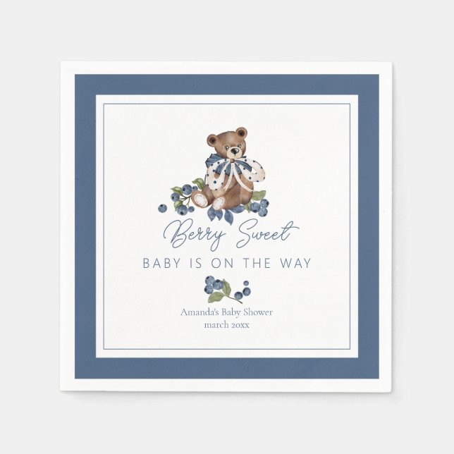 Berry Sweet Blueberry Bear Baby Boy Dusche Serviette (Vorderseite)