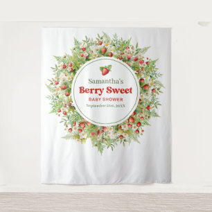 Berry Sweet Boho arch Pink Wild Strawberry Wandteppich