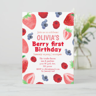 Berry sweet boho Erdbeere 1. Geburtstag Einladung