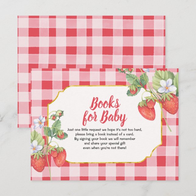 Berry Sweet Books for baby Erdbeere Postcard Einladungspostkarte (Vorne/Hinten)