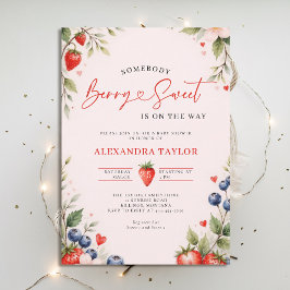 Berry Sweet Botanical Berries Pink Baby Shower Einladung