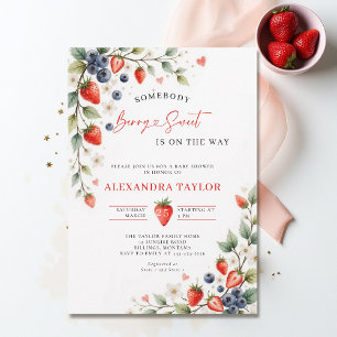 Berry Sweet Botanische Beeren Reben Babyparty Einladung