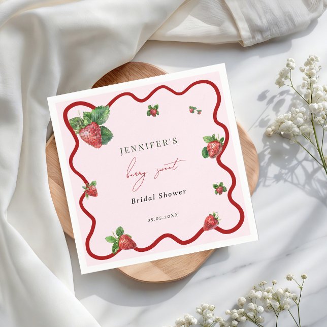 Berry Sweet Bridal Shower Strawberry Serviette (Von Creator hochgeladen)
