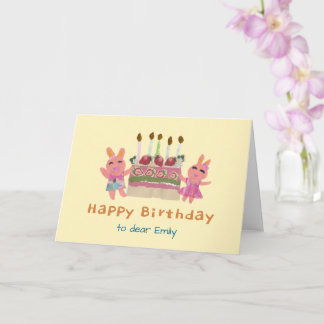 Berry Sweet Bunnies Hellgelter Kindergeburtstag  Karte