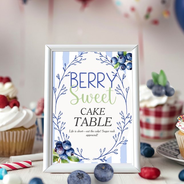 Berry Sweet CAKE TABLE Heidelbeere Zeichen Einladung (Berry Sweet CAKE TABLE blueberry Sign)