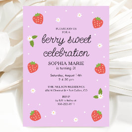 Berry Sweet Celebration Strawberry Birthday Lilac Einladung