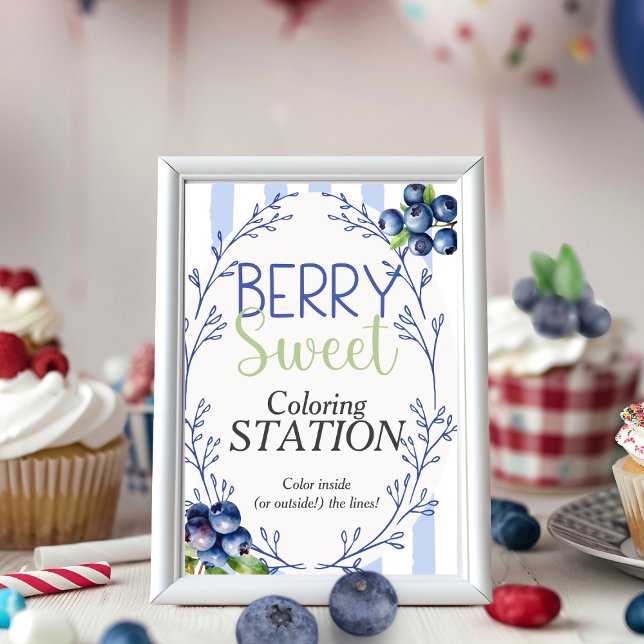 Berry Sweet Color Station Blueberry Sign Einladung (Berry Sweet Color Station Blueberry Sign)