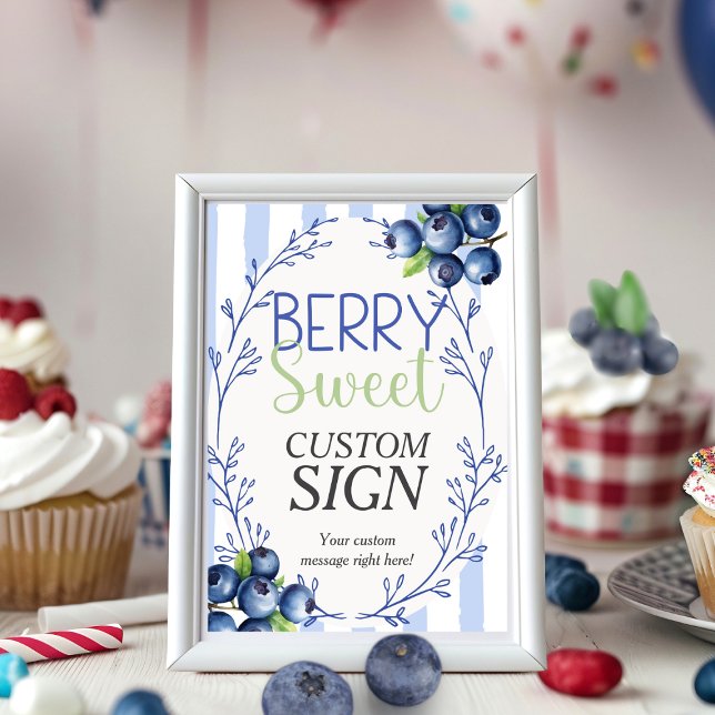 Berry Sweet Custom Pink Blueberry Sign Einladung (Berry Sweet Custom Pink Blueberry Sign )