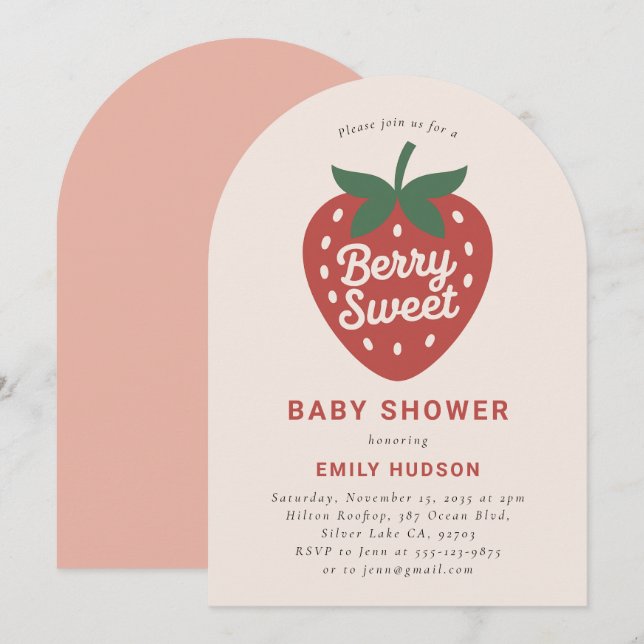 Berry Sweet Cute Baby shower Invitation (Devant / Derrière)