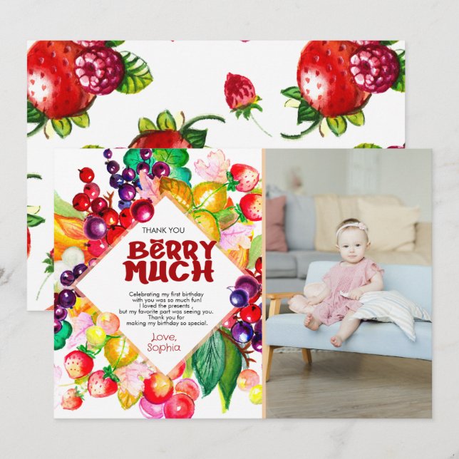 Berry Sweet Danke-Card Dankeskarte (Vorne/Hinten)