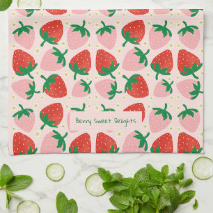 Berry Sweet Delights Sanftes Rosa Geschirrtuch