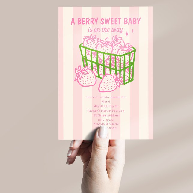 Berry Sweet Doodle Pink Green Girl Baby Dusche Einladung (Von Creator hochgeladen)