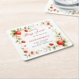 Berry Sweet Erdbeer-Garten Sommer-Baby-Party Rechteckiger Pappuntersetzer