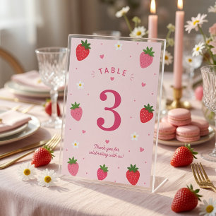 Berry Sweet Erdbeer Geburtstag Rosa Tischnummer