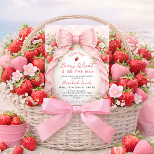 Berry Sweet Erdbeerelegante Mädchen-Baby-Party Einladung