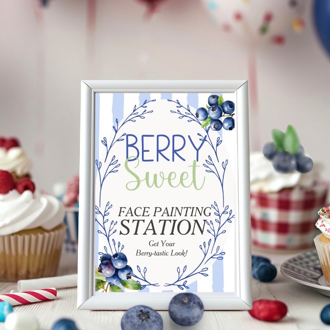 Berry Sweet Face Paint Station Blueberry Sign Einladung (Berry Sweet Face Paint Station Blueberry Sign)