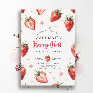 Berry Sweet Farmhouse Chic Wasserfarbe 1. Geburtst Einladung