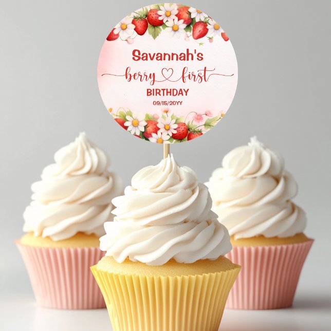 Berry Sweet First Birthday Runder Aufkleber (Von Creator hochgeladen)