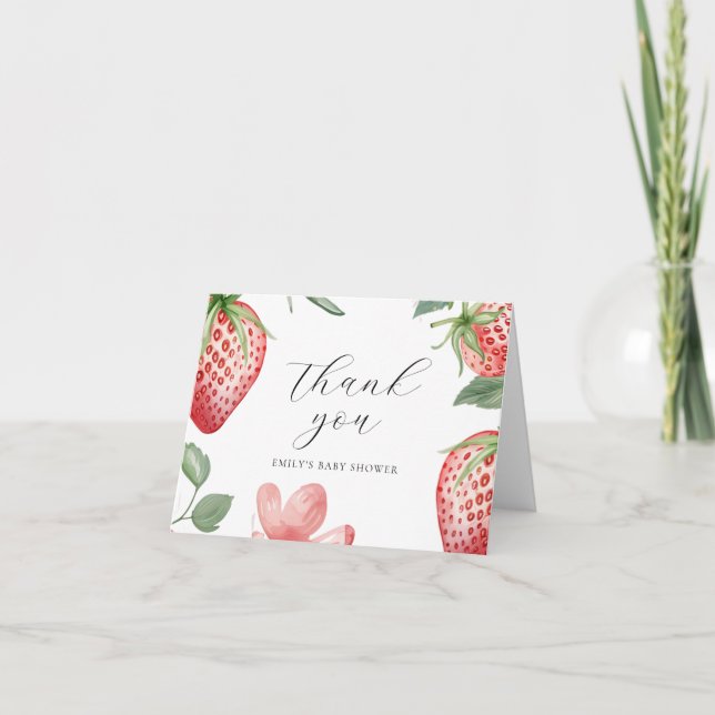 Berry Sweet Floral Baby Dusche Dankeskarte (Vorderseite)