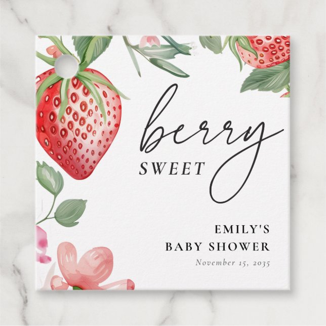 Berry Sweet Floral Baby Dusche Geschenkanhänger (Vorderseite)