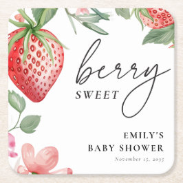 Berry Sweet Floral Baby Dusche Rechteckiger Pappuntersetzer