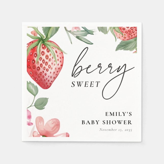 Berry Sweet Floral Baby Dusche Serviette (Vorderseite)