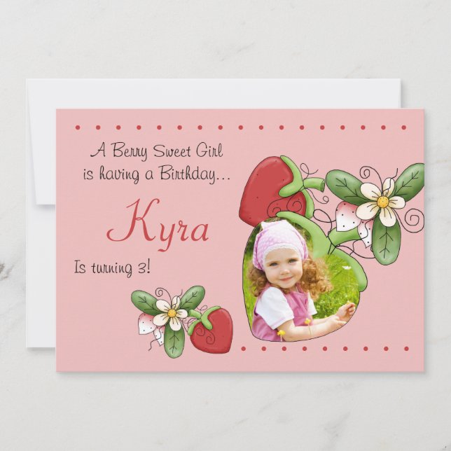 Berry Sweet - Foto Geburtstagsparty Einladung (Vorderseite)