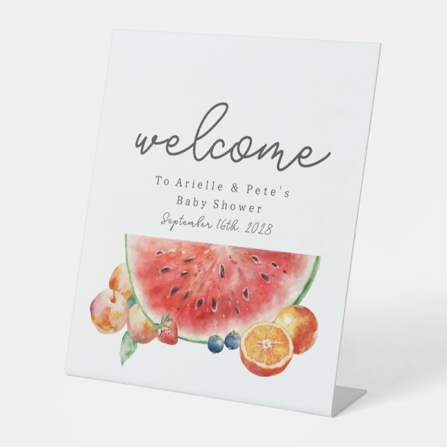 Berry Sweet Fruit Baby Dusche Willkommen Watermelo Sockelschild (Vorderseite)