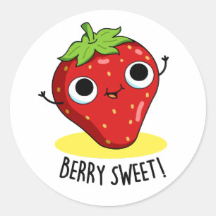 Berry Sweet Funny Strawberry Pun Runder Aufkleber