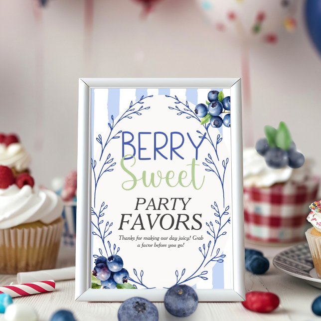 Berry Sweet Gastgeschenk Blueberry Sign Einladung (Berry Sweet Party Favor Blueberry Sign )