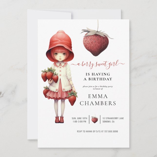 Berry Sweet Girl Anniversaire Fête Invitation (Devant)