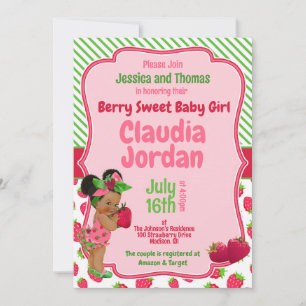 Berry Sweet Girl Baby shower de fraise Invitation