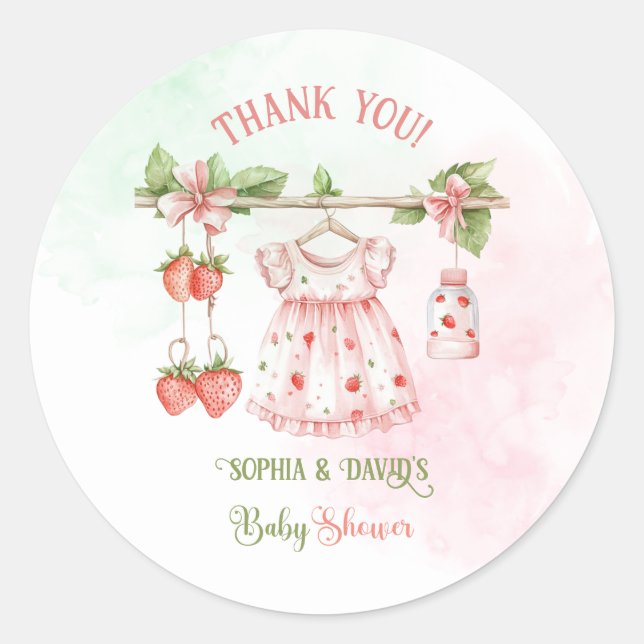 Berry Sweet Girl Baby Shower Runder Aufkleber (Vorderseite)