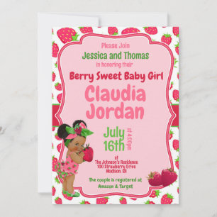 Berry Sweet Girl Strawberry Baby Shower Einladung