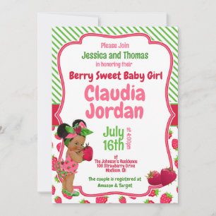 Berry Sweet Girl Strawberry Baby Shower Einladung