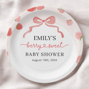 Berry Sweet Girl's Strawberry Baby Shower Pappteller