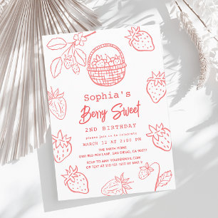 Berry Sweet Hand gezeichnet Starawberry Girl Birth Einladung