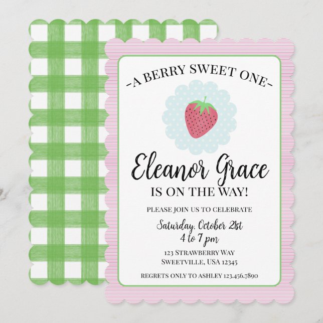 Berry Sweet One Baby Dusche Einladung (Vorne/Hinten)