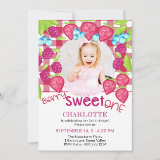 Berry Sweet One Mixed Berries Girls 1. Geburtstag  Einladung