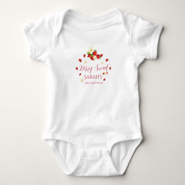 Berry Sweet One Strawberry 1st Birthday Baby Strampler (Vorderseite)